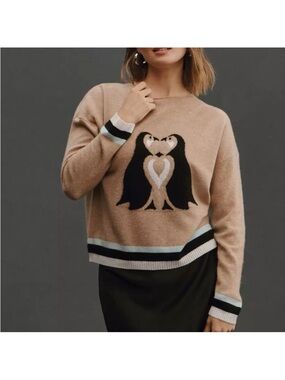 Anthropologie Maeve Cute Critter Graphic Cashmere Sweater- Size Small